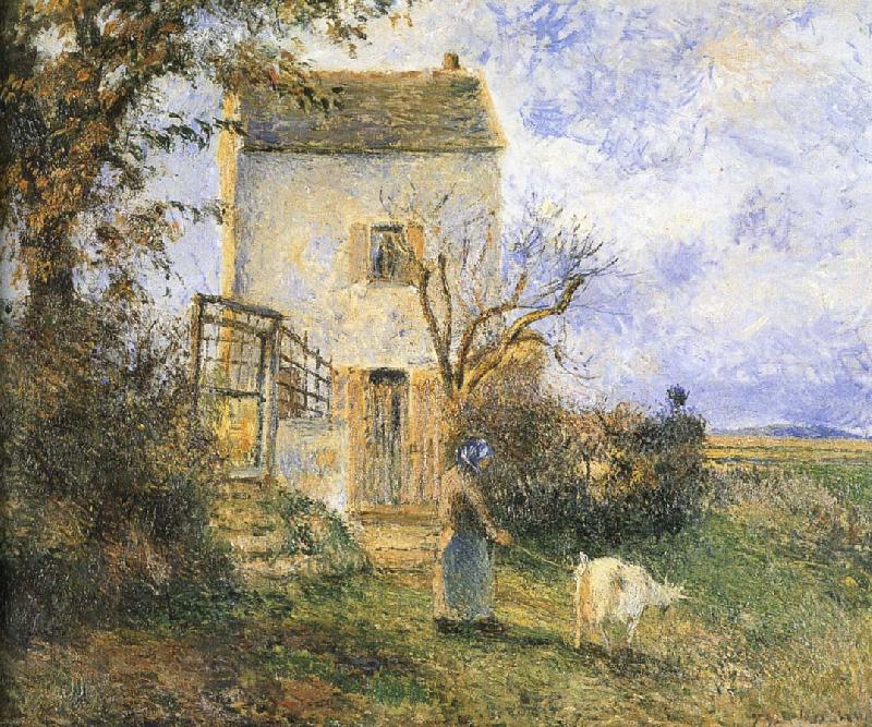 Camille Pissarro Farmhouse in front of women and sheep China oil painting art